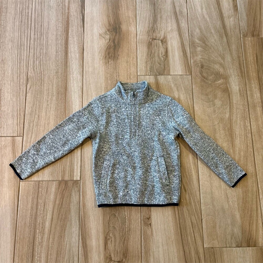 Class Club Boys Sweater Size 6/7 Gray Heather 1/4 Zip Pullover Mock Neck